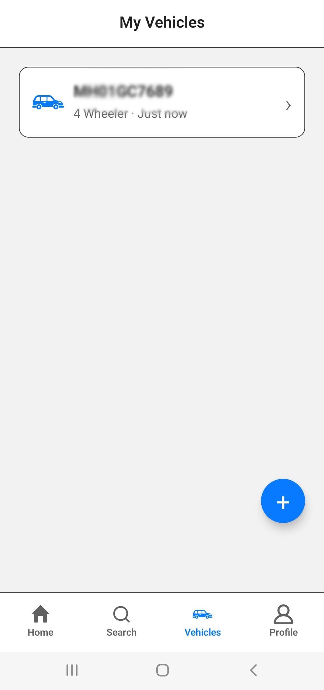 Wayze vehicles list screen